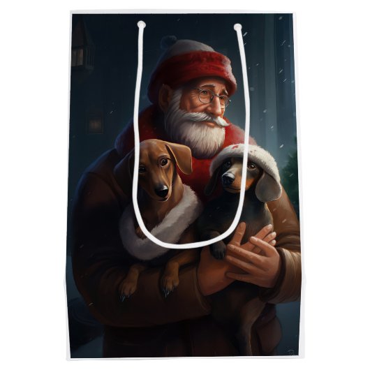 ダックシュントとサンタクロースフェスティバルクリスマス ミディアムペーパーバッグ (裏面)