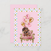 ダックシュント子犬の誕生日パーティー 招待状 (正面/裏面)