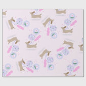 ダックシュント愛好家ドッグパピー誕生日バルーン ラッピングペーパー (フラット)