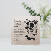 ダックシュント誕生日ガールポーティかわいい子犬 招待状 (スタンド正面)