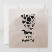 ダックシュント誕生日ガールポーティかわいい子犬 招待状 (裏面)