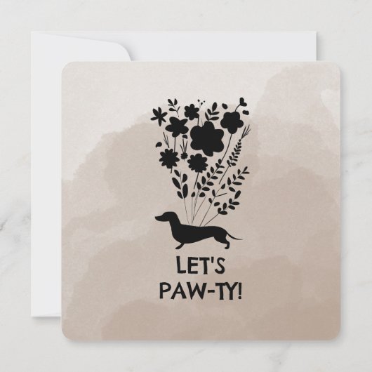 ダックシュント誕生日ガールポーティかわいい子犬 招待状 (裏面)