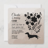 ダックシュント誕生日ガールポーティかわいい子犬 招待状 (正面)