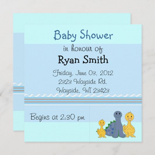 ダックスお洒落とディノベイビーシャワー招待状 招待状 (正面/裏面)