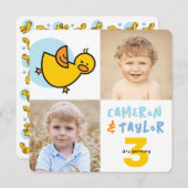 ダックスお洒落フォトボーイズ合同誕生日パーティー 招待状 (正面/裏面)