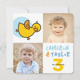 ダックスお洒落フォトボーイズ合同誕生日パーティー 招待状