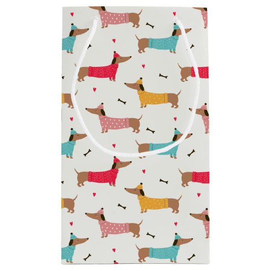 ダックスインセーターのホリデーパターン スモールペーパーバッグ (裏面)