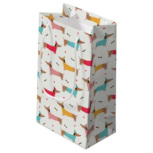 ダックスインセーターのホリデーパターン スモールペーパーバッグ (裏面アングル)