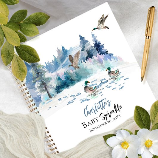 ダックスウッドランドフォレストボーイベビー散水ゲストブック ノートブック