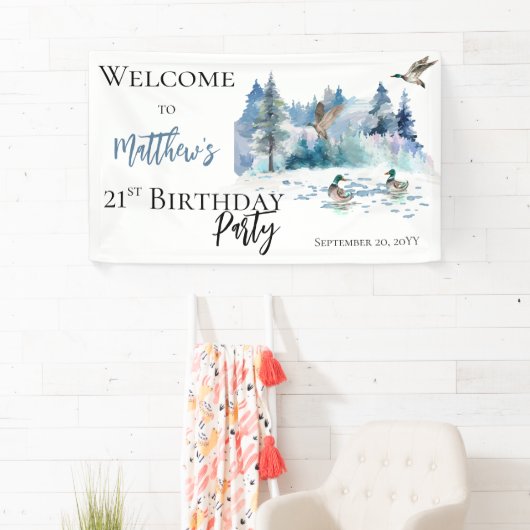 ダックスウッドランドフォレスト自然21歳の誕生日パーティー 横断幕 (インサイチュ)