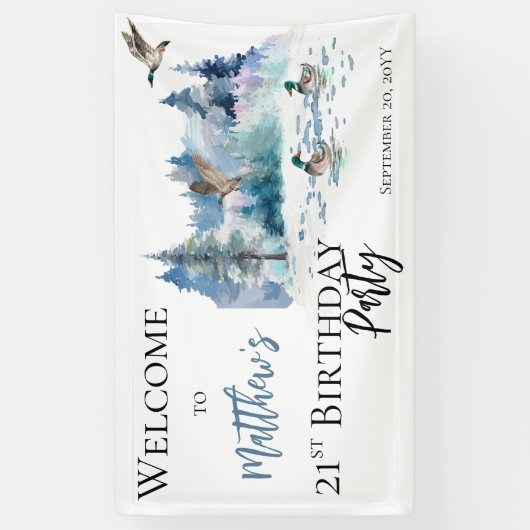 ダックスウッドランドフォレスト自然21歳の誕生日パーティー 横断幕 (縦)