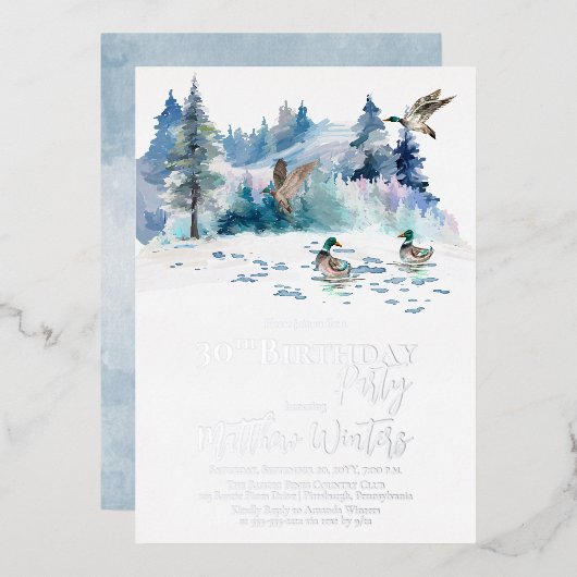 ダックスウッドランドフォレスト自然30th誕生日パーティー 箔招待状 (正面/裏面)