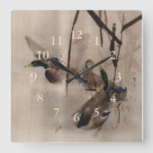 ダックスオンザウォーターアー日本のト水鳥 スクエア壁時計 (正面)