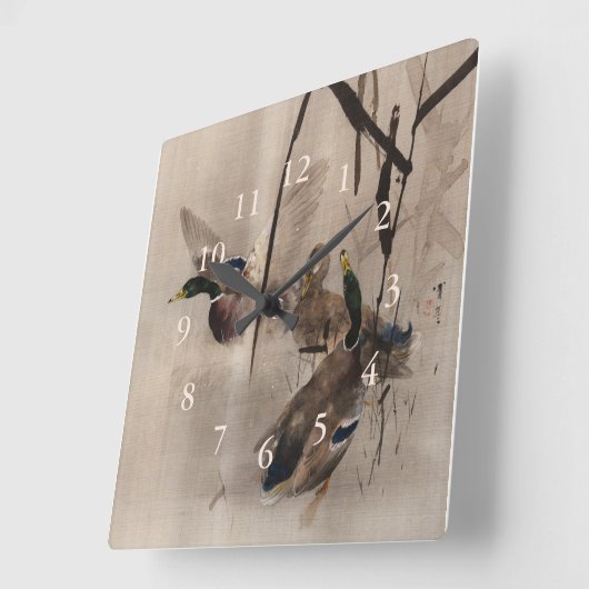 ダックスオンザウォーターアー日本のト水鳥 スクエア壁時計 (傾斜)