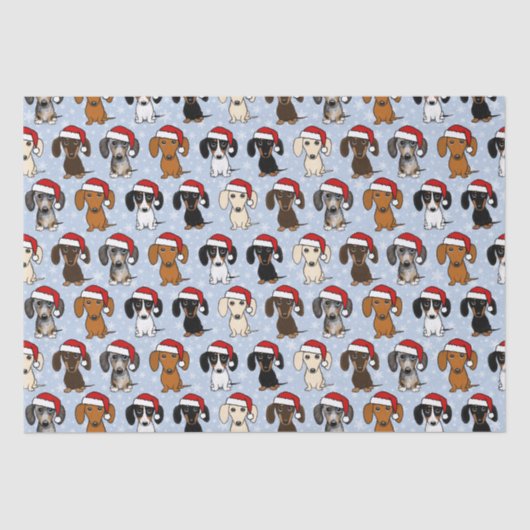ダックスクリスマスキュートウィーナードッグサンタホリデイ 薄葉紙 (正面)