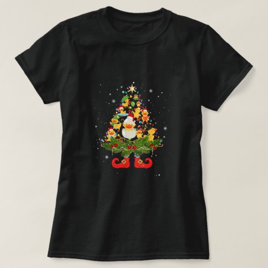 ダックスクリスマスツリーが可愛いサンタハット愛好家 Tシャツ (デザイン正面)