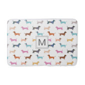 ダックスシャントカラフルパターソーセージ犬モノグラム バスマット (正面)