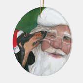 ダックスシャントキスforサンタドッグアートオーナメント セラミックオーナメント (左)