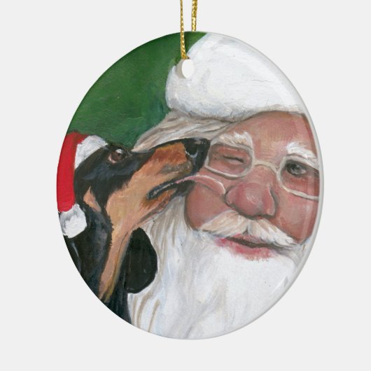 ダックスシャントキスforサンタドッグアートオーナメント セラミックオーナメント (左)