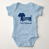 ダックスシャントパーソナライズされたトリートディスペンサ ベビーボディスーツ (正面)