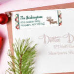 ダックスシャント名門私立校風のクリスマスプレッドドキシ ラベル<br><div class="desc">赤と緑の格子縞に囲まれたトナカイに変装したダックスフントのクリスマス名門私立校風の時のウィーナー犬は、メリークリスマスを願う！</div>