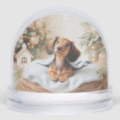 ダックスシャント子犬パーソナライズされたスノグローブ (正面)
