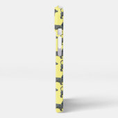 ダックスシャント犬かわいいシルエットグリッドイエロー iPhoneケース (左側面)