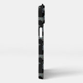 ダックスシャント犬かわいいシルエットグリッドブラック iPhoneケース (右側面)