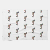 ダックスシャント荒削りコーテッドジオのシルエットプレイド キッチンタオル (横)