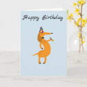 ダックスシャント誕生日カードウィーナードッグカード カード (黄色い花)