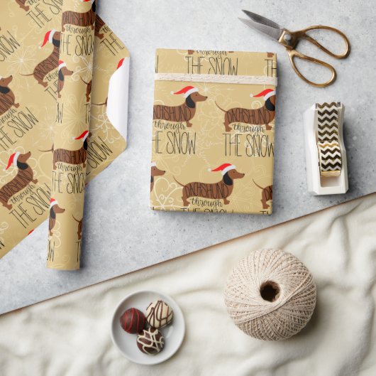 ダックスシャント通りスノーラッピング紙 ラッピングペーパー (クラフト)