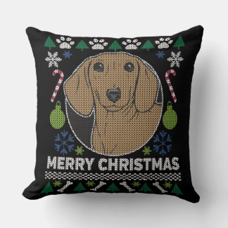 ダックスシャント醜いクリスマスセーター犬のデザイン クッション