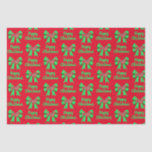ダックスシャントDaxie Christmas Dog & Bow Red 薄葉紙<br><div class="desc">赤いクリスマスの紙抽象芸術パターンと赤い背景に緑の弓とダシュント犬のシルエット。ハッピークリスマスを好きなもの置き換えて。ペットのプレゼントのための完璧なかわいいクリスマスの犬の紙。</div>