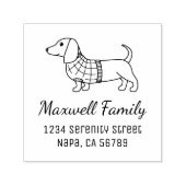 ダックスシャンドウィーナードッグプレイドセーターファミリーアドレス セルフインキングスタンプ (デザイン)