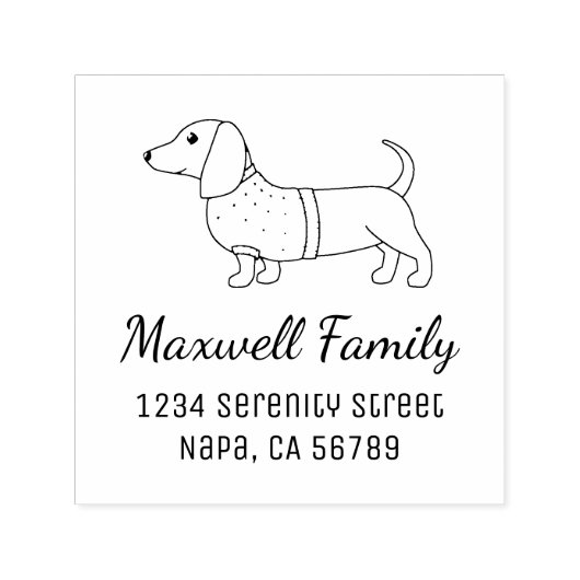 ダックスシャンドウィーナードッグプレイドセーターファミリーアドレス セルフインキングスタンプ (デザイン)