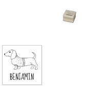 ダックスシャンドウィーナードッグプレイドセーター名前をカスタムする ラバースタンプ (押印)