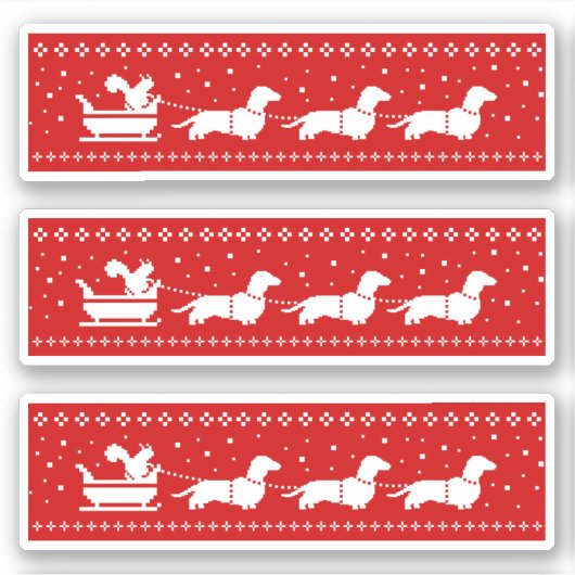 ダックスシャンドクリスマスそりとリスの休日 シール (正面)