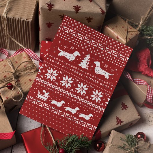 ダックスシャンドクリスマスセーターパターンホリデークリスマス シーズンカード