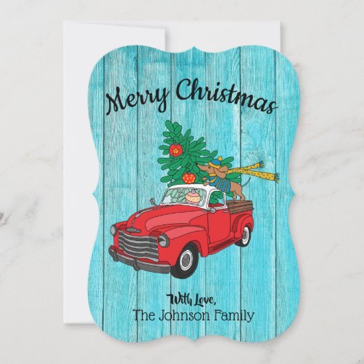 ダックスシャンドクリスマスツリーショッピングフラットカード シーズンカード (正面)