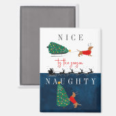 ダックスシャンドクリスマスドッグレッドセーターニース&いけなズ マグネット (正面/裏面)