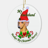 ダックスシャンドクリスマスプレゼントオーナメント セラミックオーナメント (左)