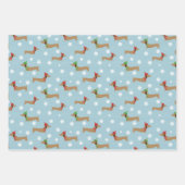 ダックスシャンドクリスマスラッピング紙かわいい雪の結晶 ラッピングペーパーシート (正面3)