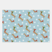 ダックスシャンドクリスマスラッピング紙かわいい雪の結晶 ラッピングペーパーシート (正面2)