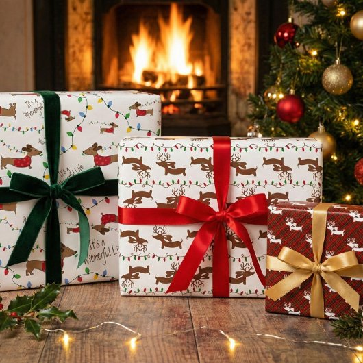 ダックスシャンドクリスマスラッピング紙品種パック ラッピングペーパーシート