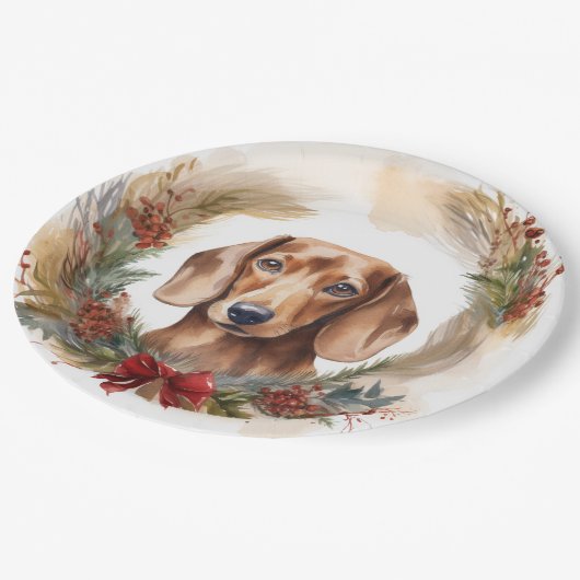 ダックスシャンドクリスマスリースフェスティバルカップ ペーパープレート (アングル)