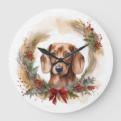 ダックスシャンドクリスマスリースフェスティバルカップ ラージ壁時計 (正面)