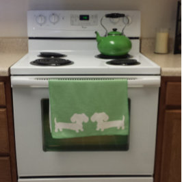 ダックスシャンドグリーンディッシュタオルウィナードッグママ&パパ キッチンタオル