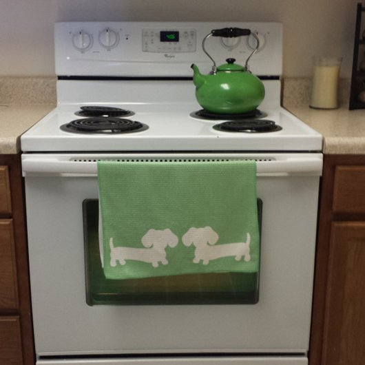 ダックスシャンドグリーンディッシュタオルウィナードッグママ&パパ キッチンタオル