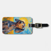 ダックスシャンドサンシャイン&サンフラワーズヴァンゴッホスタイル ラゲッジタグ (正面横)