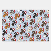 ダックスシャンドサンタスかわいい犬のクリスマス ラッピングペーパーシート (正面3)